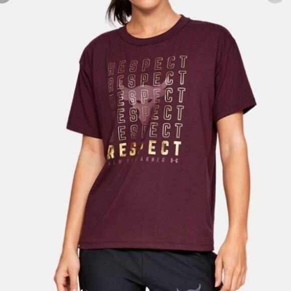 WOMEN’S UNDER ARMOUR GIRLFRIEND PROJECT ROCK TEE TSHIRT “RESPECT” SIZE SMALL - Picture 1 of 4